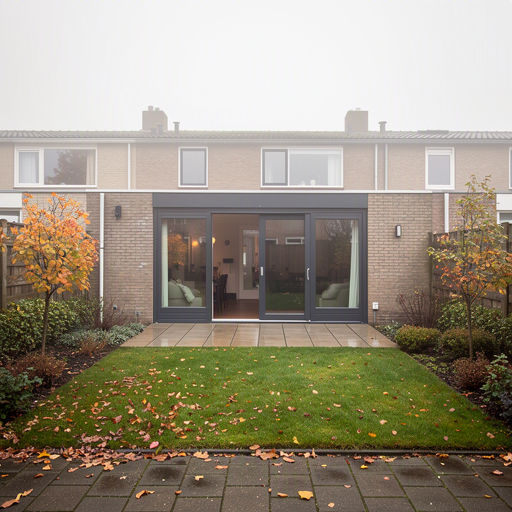 Kunststof schuifpui aan de achtergevel van een woning in Wassenaar