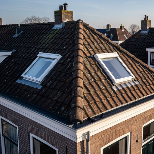 Kunststof dakraam in het schuine dak van een woning in Wassenaar