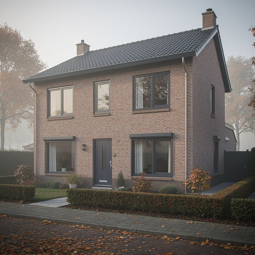 Kunststof kozijnen aan de voorgevel van een rijtjeshuis in Wassenaar