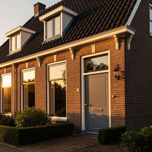 Kunststof voordeur aan de voorgevel van een woning in Wassenaar