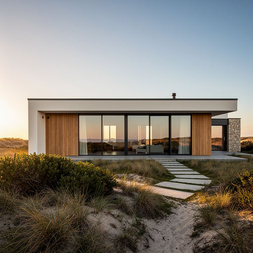 Moderne architectenwoning met antraciet kunststof kozijnen en vloer-tot-plafond beglazing in de duinen bij Wassenaar