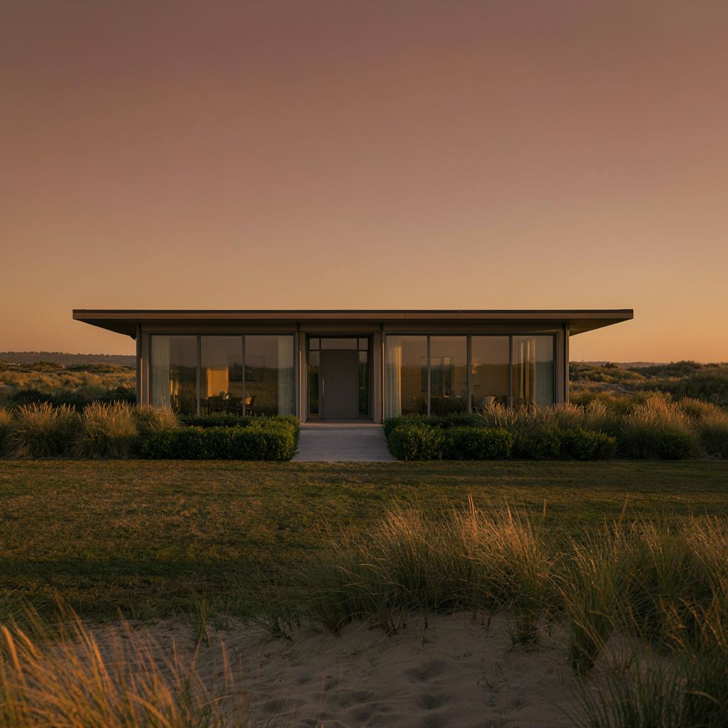 Moderne architectenwoning met antraciet kunststof kozijnen en vloer-tot-plafond beglazing in de duinen bij Wassenaar