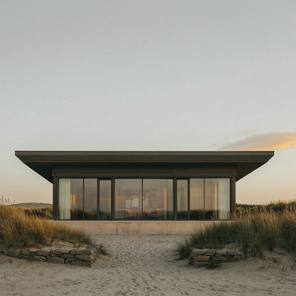 Moderne woning in de duinen bij Katwijk met antraciete kunststof kozijnpanelen