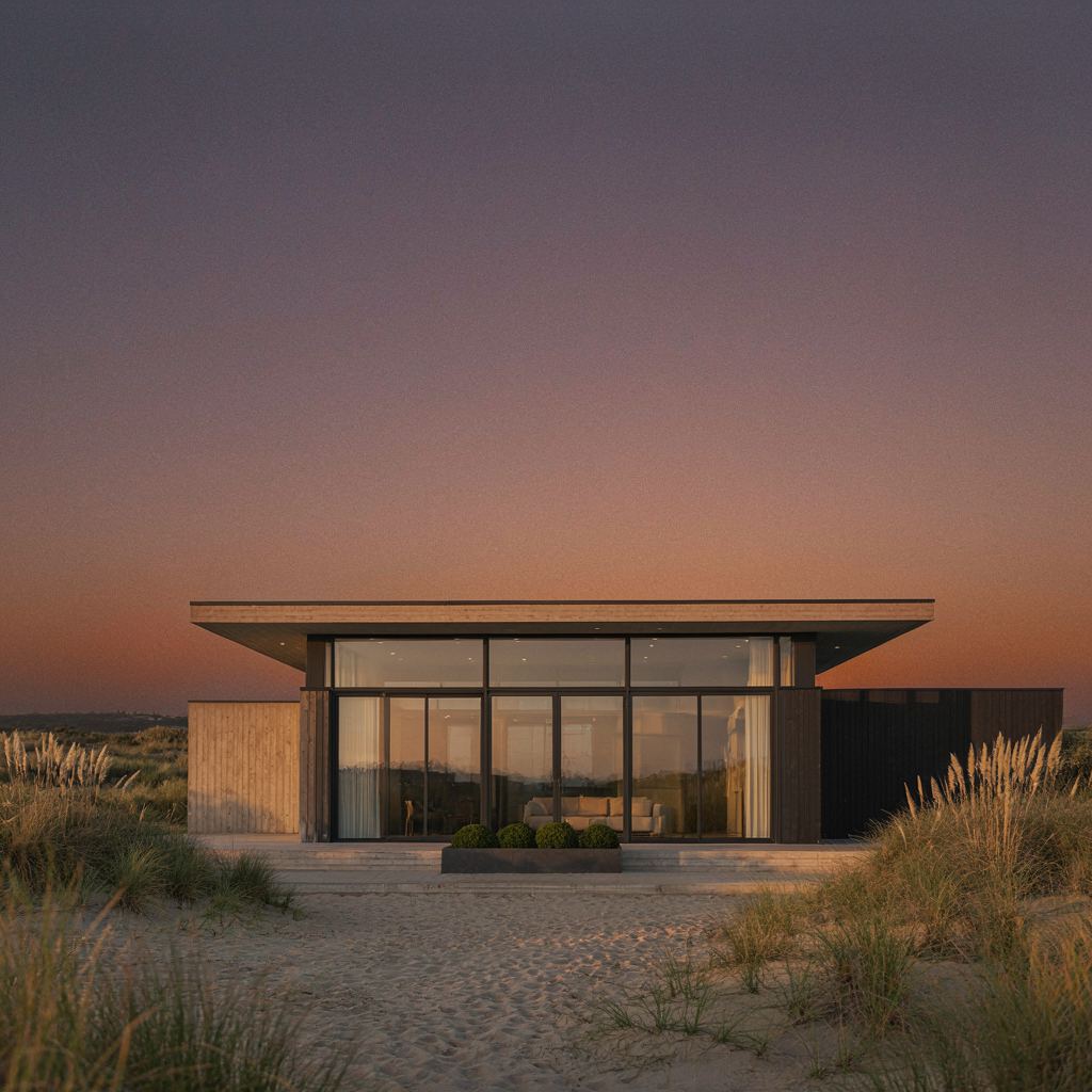 Moderne architectenwoning met antraciet kunststof kozijnen en vloer-tot-plafond beglazing in de duinen bij Wassenaar