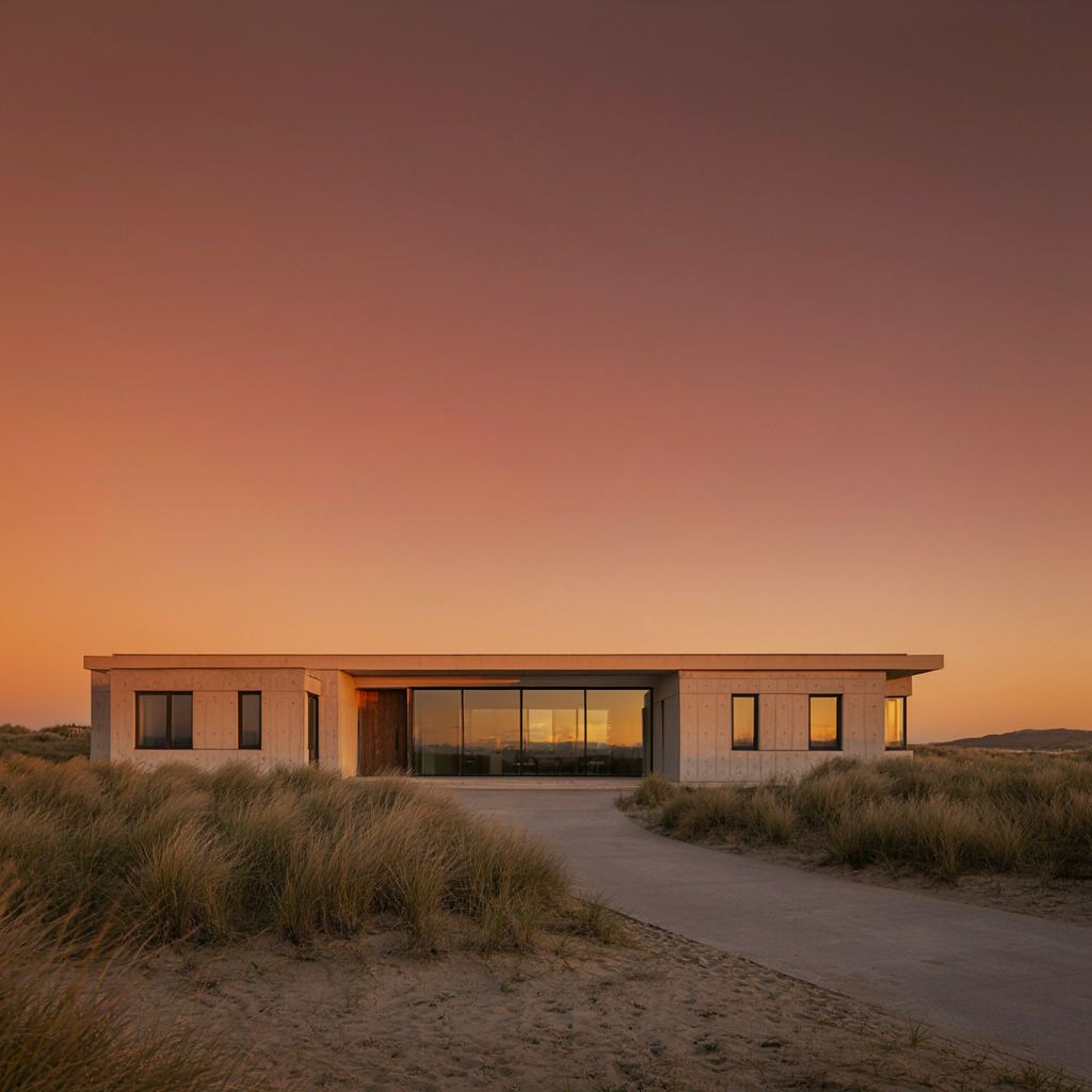 Moderne architectenwoning aan de Scheveningse kust met antracietkleurige kunststof kozijnen van vloer tot plafond