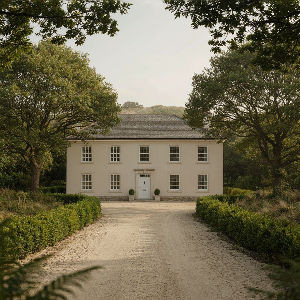 Grote vrijstaande villa in het duingebied van Noordwijk met witte kunststof kozijnen omringd door duindoorn